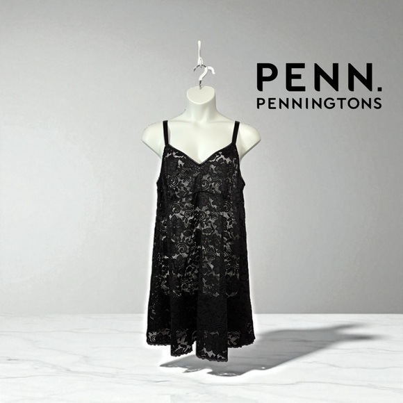 Penningtons (Déesse), Lingerie Black Lace Nightie Dress (Plus Size 3X) 🫦 - Picture 1 of 9